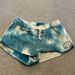 Blue tie-dye booty shorts